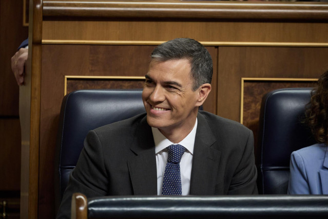 El presidente del Gobierno, Pedro Sánchez, durante una sesión de control al Gobierno, en el Congreso de los Diputados, a 9 de octubre de 2024, en Madrid (España).