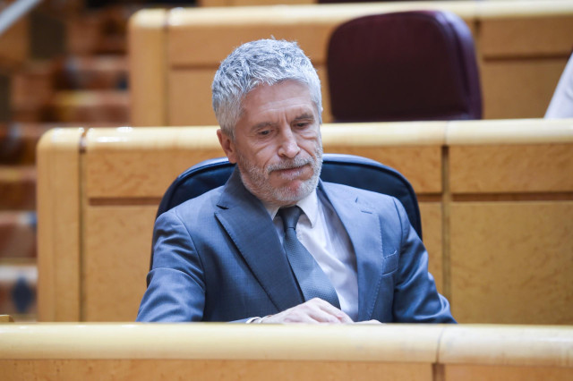 Archivo - El ministro del Interior, Fernando Grande-Marlaska, durante una sesión de control al Gobierno, en el Senado, a 4 de junio de 2024, en Madrid (España).