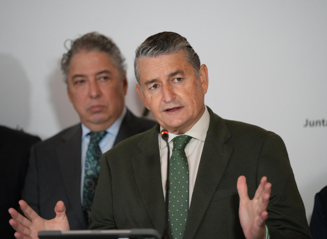 El consejero de la Presidencia, Interior, Diálogo Social y Simplificación Administrativa, Antonio Sanz, este lunes en Sevilla
