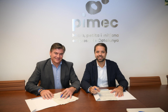 El presidente de Pimec, Antoni Cañete, y el consejero delegado del Grup Parlem, Xavier Capellades