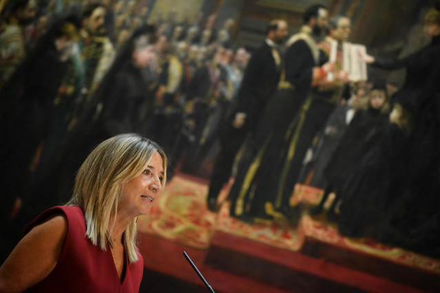 Archivo - La portavoz del PP en el Senado, Alicia García, durante una rueda de prensa en el Senado.