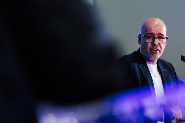 El secretario general de CCOO, Unai Sordo, protagoniza un desayuno informativo organizado por Nueva Economía Fórum, en el Hotel Mandarin Oriental Ritz, a 21 de octubre de 2024, en Madrid (España).
