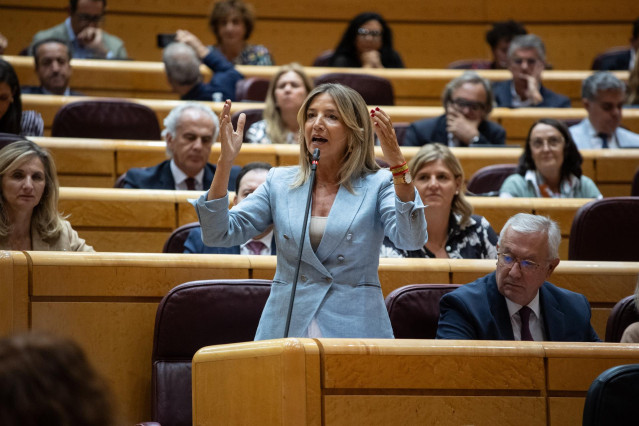 La portavoz del PP en el Senado, Alicia García Rodríguez, durante una sesión de control de Gobierno en el Senado, a 24 de septiembre de 2024, en Madrid (España).