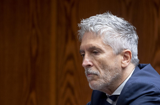El ministro del Interior, Fernando Grande-Marlaska, comparece en la comisión de investigación sobre el ‘caso Koldo’ en el Senado, a 24 de octubre de 2024, en Madrid (España).