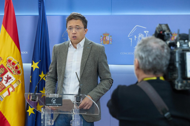 El exportavoz de Sumar Iñigo Errejón durante una rueda de prensa