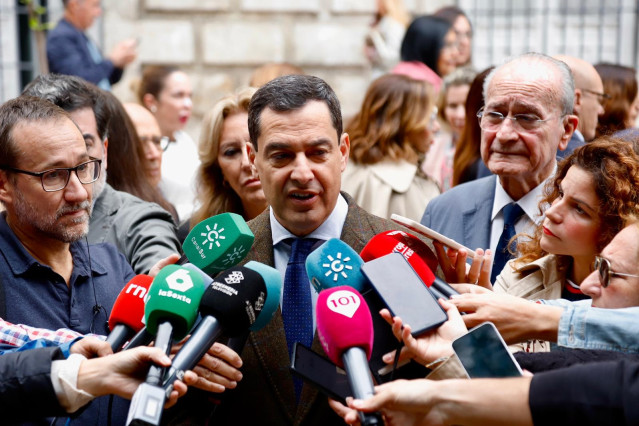 El presidente de la Junta de Andalucía, Juanma Moreno, este jueves en Málaga