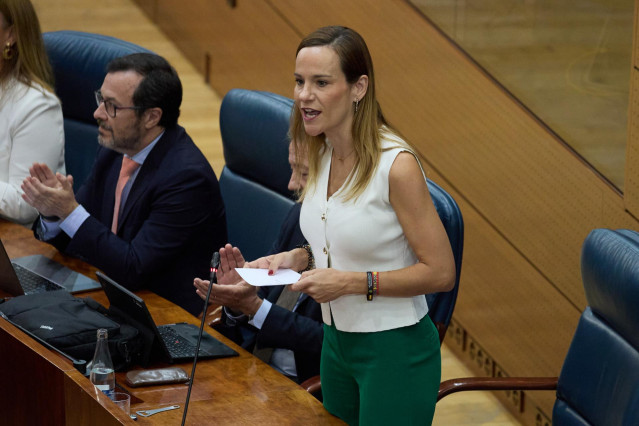 La portavoz del grupo parlamentario de Vox en la Asamblea de Madrid, Isabel Pérez Moñino-Aranda, durante un pleno en la Asamblea de Madrid, a 24 de octubre de 2024, en Madrid (España).