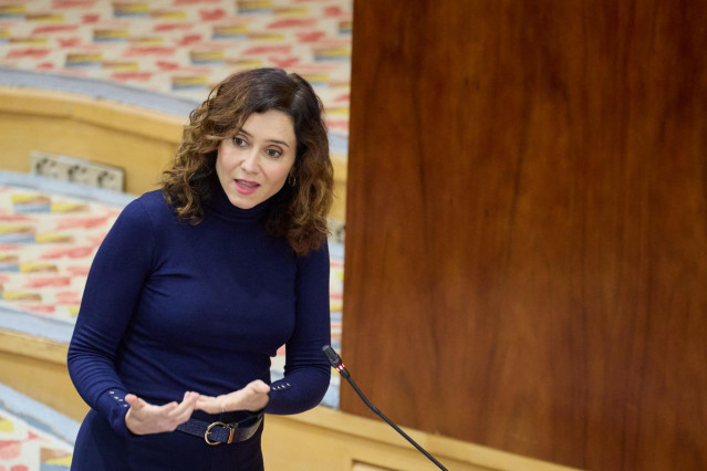La presidenta de la Comunidad de Madrid, Isabel Díaz Ayuso, intervien