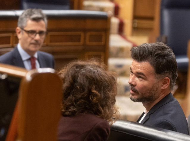 El portavoz de ERC en el Congreso, Gabriel Rufián, durante una sesión de control al Gobierno, a 20 de noviembre de 2024, en Madrid (España).