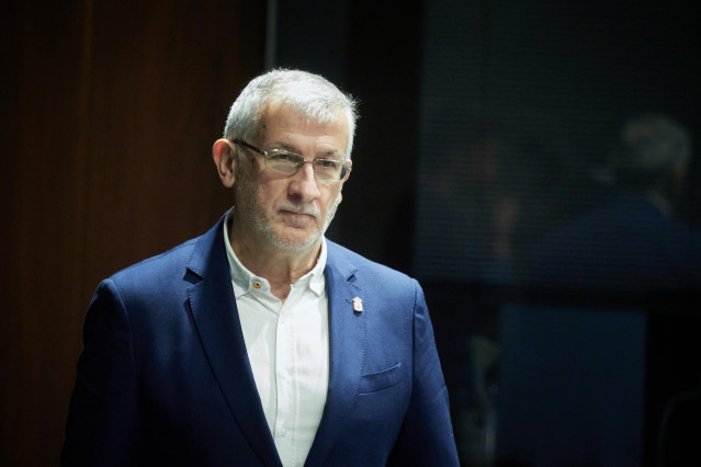 El vicepresidente pimero del Gobierno de Navarra y consejero de Presidencia e Igualdad, Félix Taberna, en el Parlamento de Navarra durante el Debate del Estado de la Comunidad.