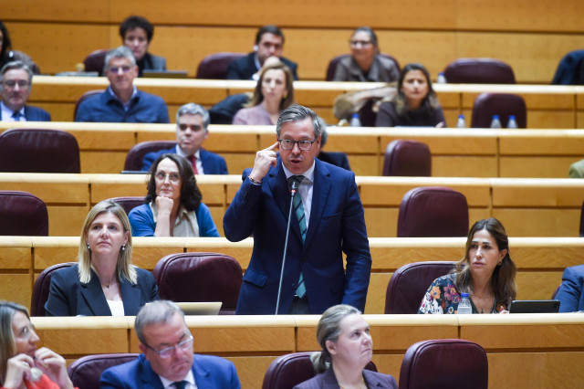 El senador del PP, Alfonso Serrano, interviene en el pleno del Senado, a 20 de noviembre de 2024, en Madrid (España).