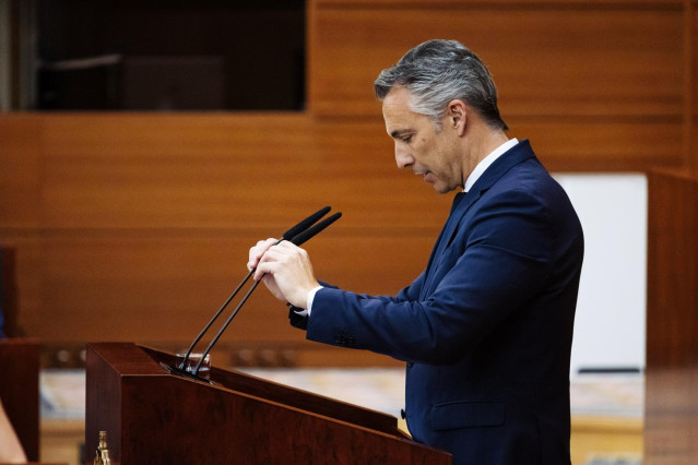 Archivo - El consejero de Medio Ambiente, Ordenación del Territorio e Interior, Carlos Novillo, interviene durante un pleno en la Asamblea de Madrid, a 20 de junio de 2024, en Madrid (España)