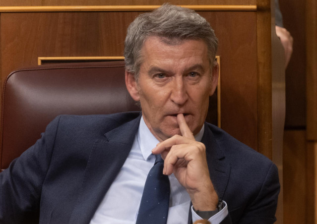 El presidente del PP, Alberto Núñez Feijóo, durante una sesión plenaria en el Congreso de los Diputados, a 20 de noviembre de 2024, en Madrid (España).