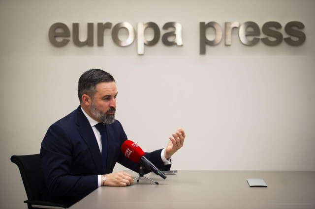 El líder de VOX, Santiago Abascal, durante una entrevista para Europa Press, a 29 de noviembre de 2024, en Madrid (España).