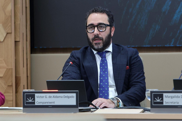 Archivo - El presidente del Zamaro CF, Víctor de Aldama, comparece ante la comisión no permanente de investigación en el Parlament balear, a 20 de mayo de 2024, en Palma de Mallorca, Mallorca, Baleares (España). La comisión no permanente de investigación