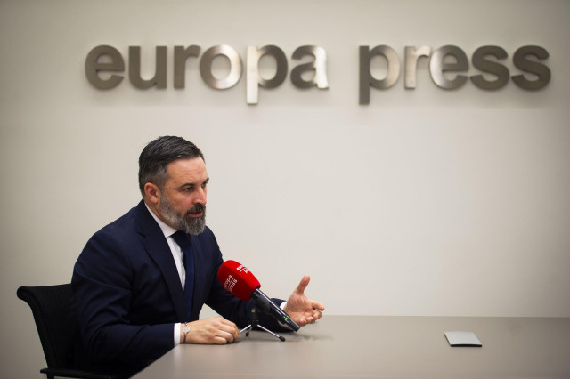 El líder de VOX, Santiago Abascal, durante una entrevista para Europa Press, a 29 de noviembre de 2024, en Madrid (España)