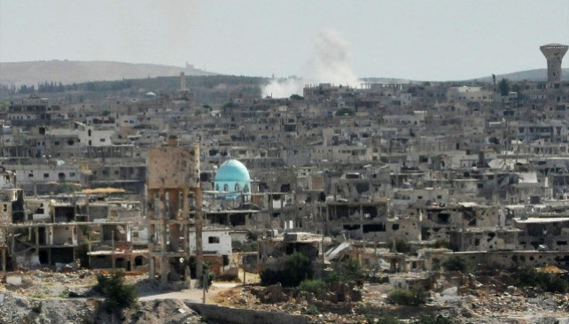 EuropaPress 6390541 210830    daraa syria aug 30 2021 xinhua    smoke rises from an area in the