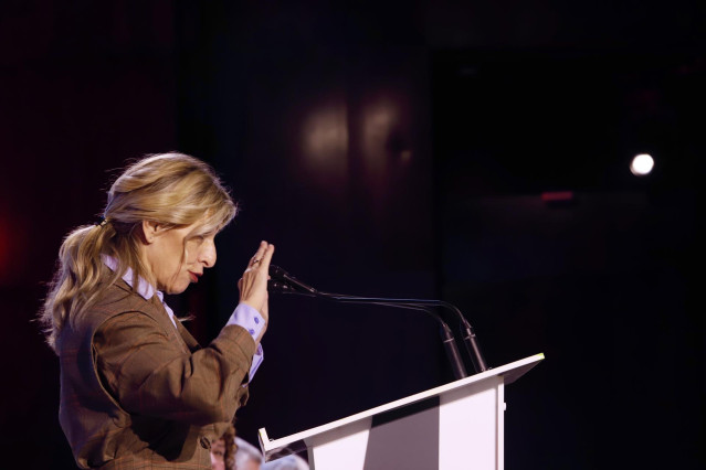 La ministra de Trabajo y Economía Social, Yolanda Díaz, interviene durante la inauguración del 29 Congreso de UGT FICA Andalucía