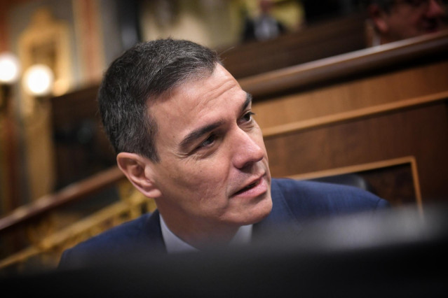 El presidente del Gobierno, Pedro Sánchez, durante una sesión de control al Gobierno en el Congreso de los Diputados.