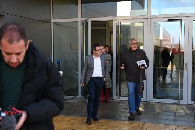 El presidente de la Diputación de Badajoz, Miguel Ángel Gallardo, a su salida de los Juzgados de Badajoz tras declarar ante la jueza