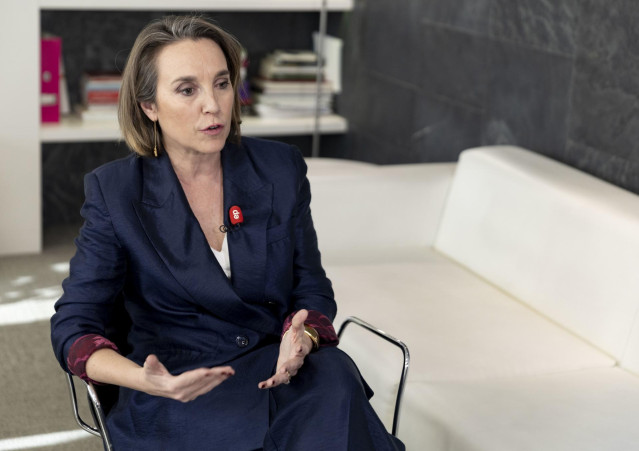 La secretaria general del PP, Cuca Gamarra, durante una entrevista para Europa Press, en la sede del PP, a 27 de diciembre de 2024, en Madrid (España).