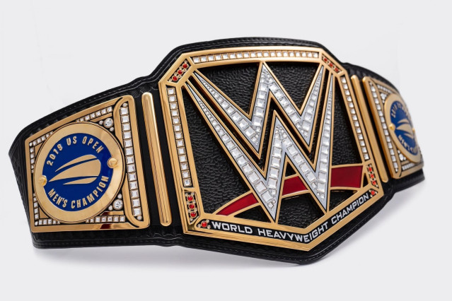 Archivo - Cinturón de los pesos pesados de la WWE personalizado para Rafa Nadal por ganar el US Open.