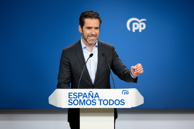 El vicesecretario de Cultura y portavoz del Partido Popular, Borja Sémper, durante una rueda de prensa posterior a la reunión del Comité de Dirección del Partido Popular, en la sede nacional del PP, a 7 de enero de 2024, en Madrid (España).