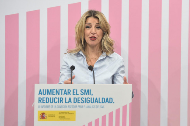 La vicepresidenta segunda del Gobierno y ministra de Trabajo y Economía Social, Yolanda Díaz, recibirá el III Informe de la Comisión Asesora para el SMI de manos de su relatora, la catedrática de Economía Aplicada de la Universidad de Oviedo y vicepreside