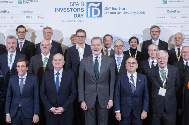 El Rey Felipe VI inaugura la XV Edición del Spain Investors Day (SID), en el Hotel Mandarín Oriental Ritz, a 15 de enero de 2025, en Madrid (España).