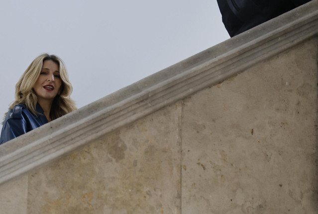 La vicepresidenta segunda del Gobierno y ministra de Trabajo y Economía Social, Yolanda Díaz, a su llegada a una reunión con los alcaldes valencianos afectados por la dana
