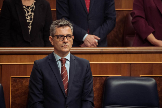 El ministro de la Presidencia, Justicia y Relaciones con las Cortes, Félix Bolaños, durante una sesión plenaria extraordinaria, en el Congreso de los Diputados, a 22 de enero de 2025, en Madrid (España).
