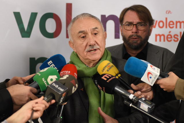 El secretario general de UGT, Pere Álvarez, em Mataró (Barcelona).