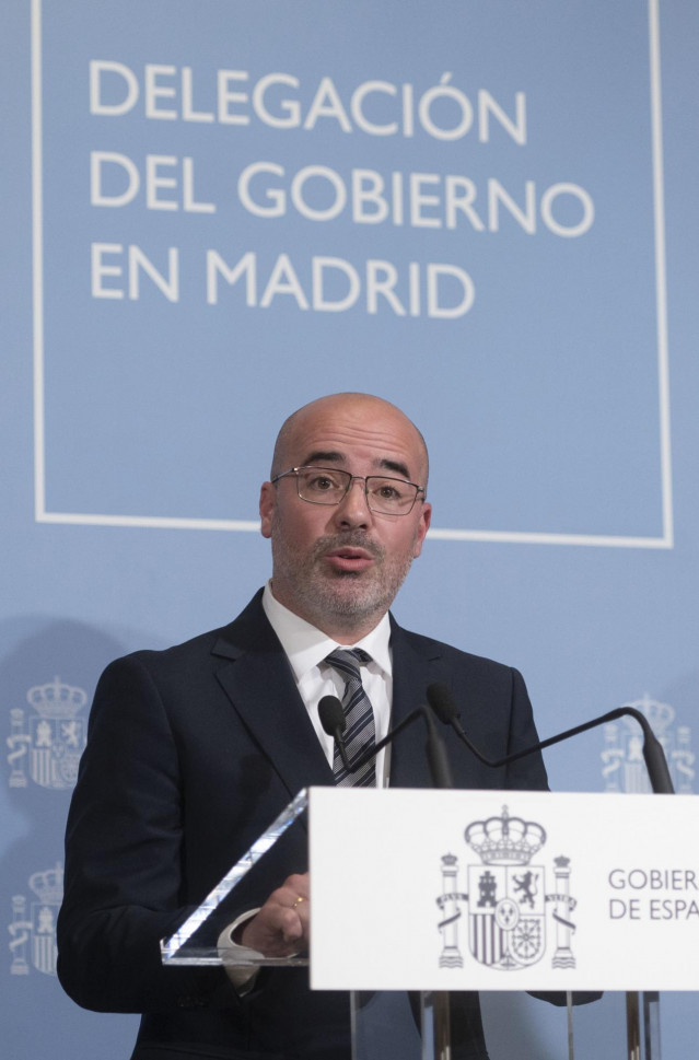 Archivo - El delegado del Gobierno en la Comunidad de Madrid, Francisco Martín interviene durante una rueda de prensa en la sede de la Delegación del Gobierno en Madrid, a 3 de mayo de 2023, en Madrid (España).