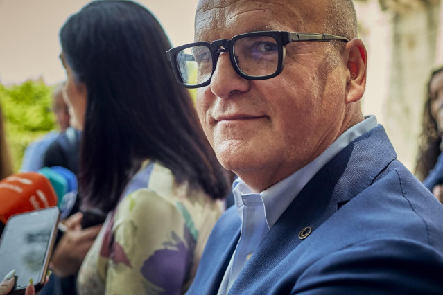Archivo - El presidente provincial del PP de Ourense, Manuel Baltar, durante la presentación de las candidaturas del PPdeG al Congreso y al Senado por la provincia de Ourense, a 27 de junio de 2023, en Esgos, Ourense, Galicia (España).