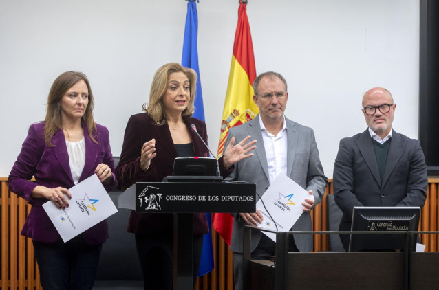La diputada de Coalición Canaria en el Congreso, Cristina Valido, en una rueda de prensa en el Congreso