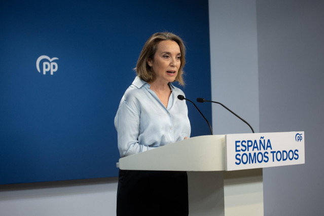La secretaria general del PP, Cuca Gamarra, durante una rueda de prensa, en la sede del PP, a 24 de enero de 2025, en Madrid (España).