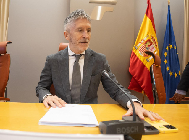 El ministro del Interior, Fernando Grande-Marlaska, durante una rueda de prensa