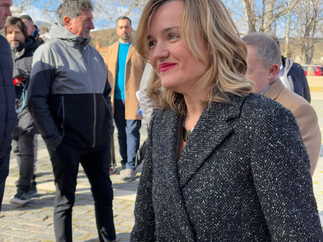 La portavoz del Gobierno de España, Pilar Alegría, en una visita este viernes al Parador de Veruela, en Vera de Moncayo.