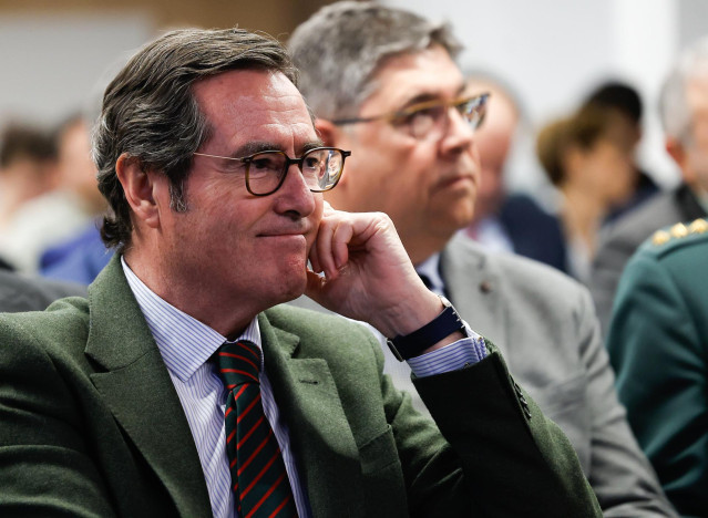 El presidente de CEOE, Antonio Garamendi, participa en una jornada sobre Ciberseguridad organizada por Incibe, a 31 de enero de 2025, en Burgos.