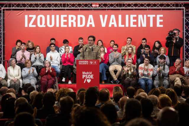 Archivo - El secretario general del PSOE de Madrid, Óscar Lopez, interviene durante un acto del PSOE