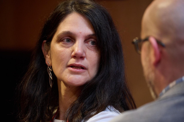La nueva secretaria de Organización del PSOE-M , Pilar Sánchez Acera, durante el 15º Congreso Regional del PSOE-M, en la Universidad Carlos III, a 1 de febrero de 2025, en Leganés, Madrid (España).