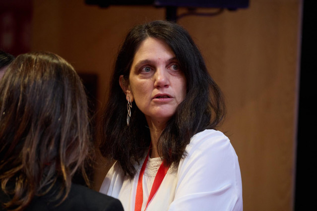 La nueva secretaria de Organización del PSOE-M, Pilar Sánchez Acera durante el 15º Congreso Regional del PSOE-M, en la Universidad Carlos III