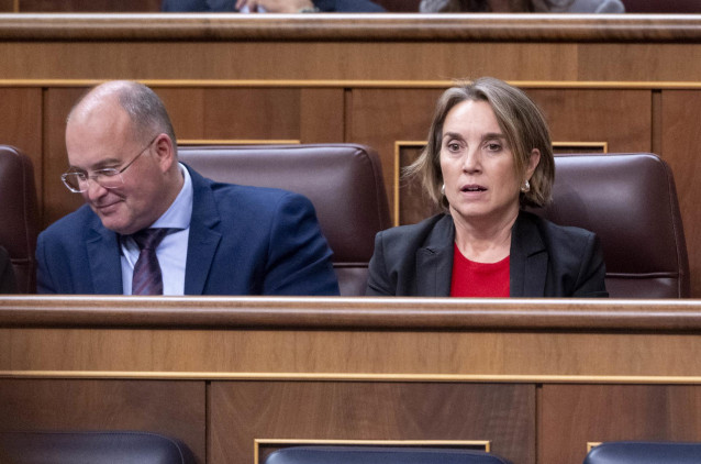 Archivo - El portavoz del PP en el Congreso, Miguel Tellado y la secretaria general del PP nacional, Cuca Gamarra, durante una sesión plenaria