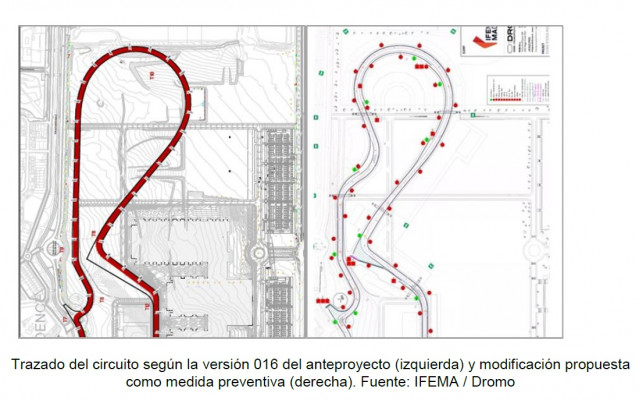 Propuesta de cambido de una parte del trazado del proyecto del Circuito de Fórmula 1 de Madrid para mitigar el ruido que sufrirán los vecinos más próximos.