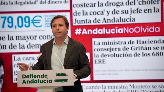 El secretario general del PP-A, Antonio Repullo, este lunes en rueda de prensa.