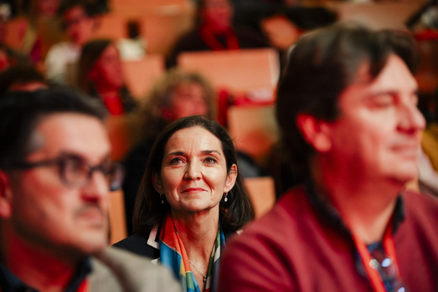 La portavoz del PSOE en el Ayuntamiento de Madrid, Reyes Maroto, durante el 15º Congreso Regional del PSOE-M, en la Universidad Carlos III, a 1 de febrero de 2025, en Leganés, Madrid (España).
