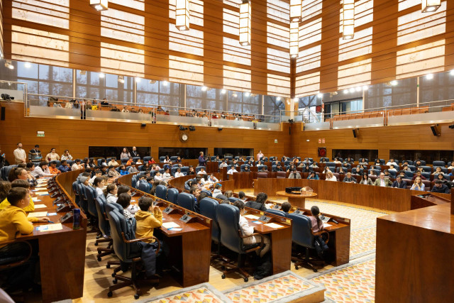 Cuatro colegios públicos debaten en el Pleno de la Asamblea de Madrid a través del programa Diputados por un día