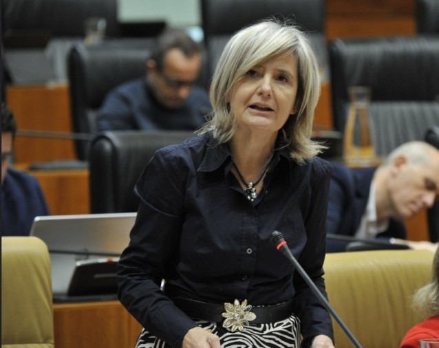 La cosnejera de Cultura, Victoria Bazaga, en el pleno de la Asamblea