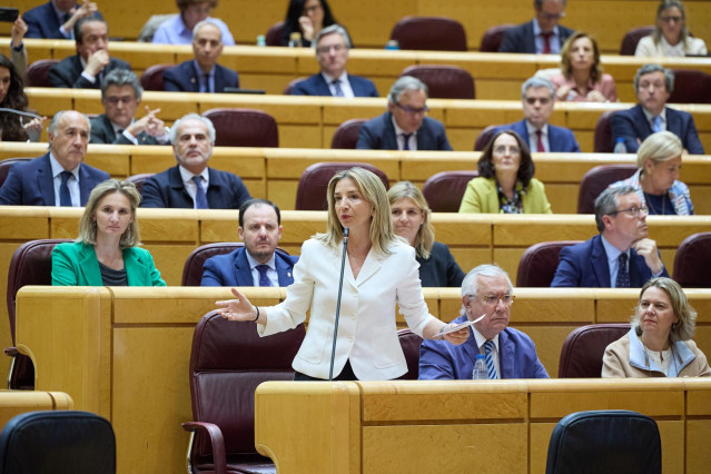 Archivo - La portavoz del Partido Popular en el Senado, Alicia García Rodríguez, durante una sesión plenaria en el Senado, a 23 de abril de 2024, en Madrid (España). Hoy la oposición pregunta al Gobierno, entre otras cuestiones, por el aumento del precio