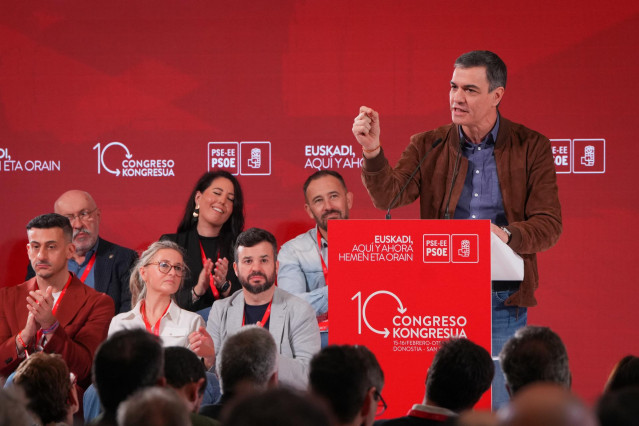 El presidente del Gobierno, Pedro Sánchez, en el X Congreso del PSE-EE que se celebra en San Sebastián